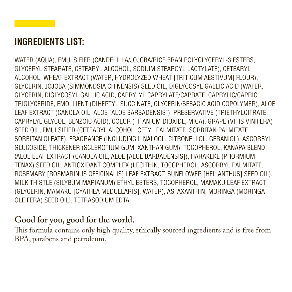 Ingredients list for Luminous Day & Night Cream