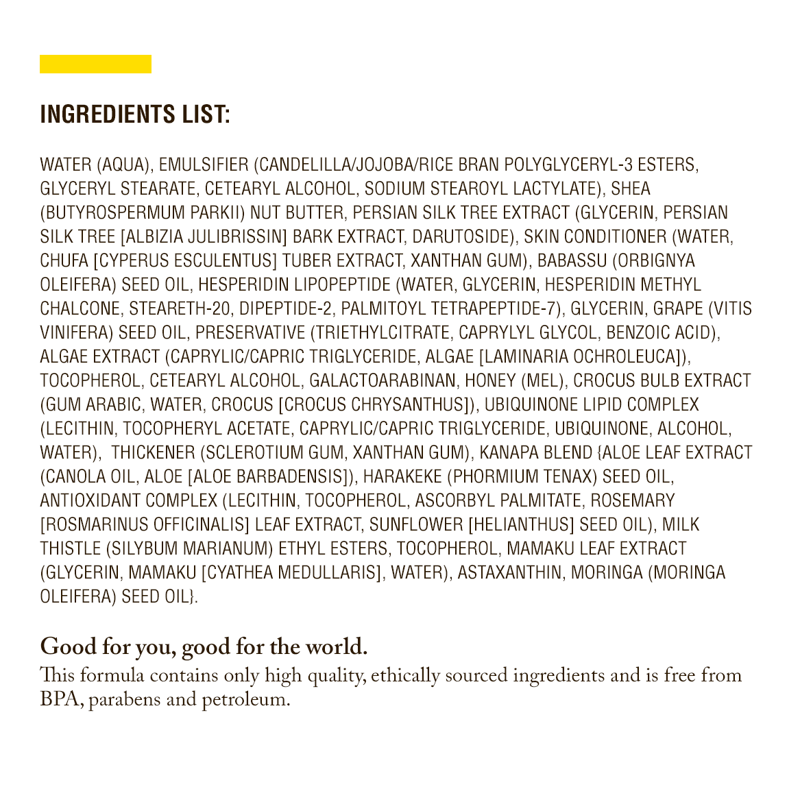 The ingredients list for Kanapa™ Soothing Eye Contour Cream